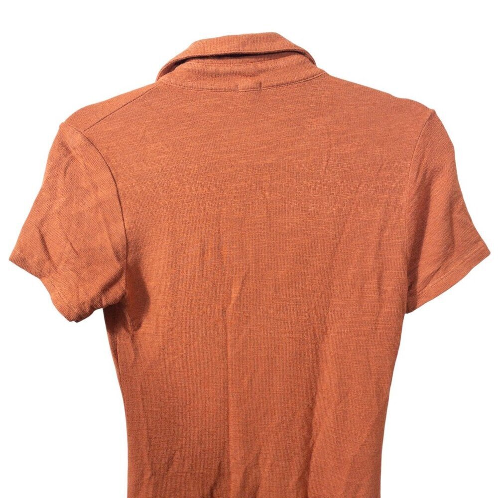 Monrow Burnt Orange Shirred Bodycon Polo Mini Dress S - Picture 3 of 10
